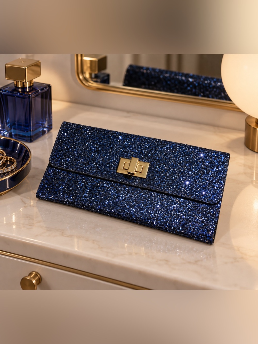 Estée Lauder Brilliant Blue Glitter Clutch